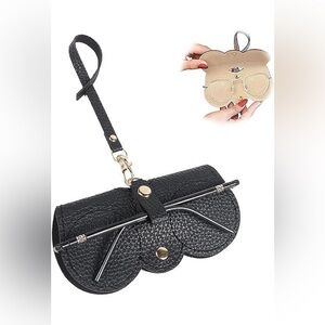 New Soft Faux leather Sunglass  case holder with button clip wrist strap